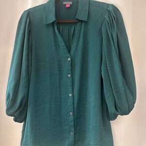 Vince Camuto Teal Button-Up Blouse